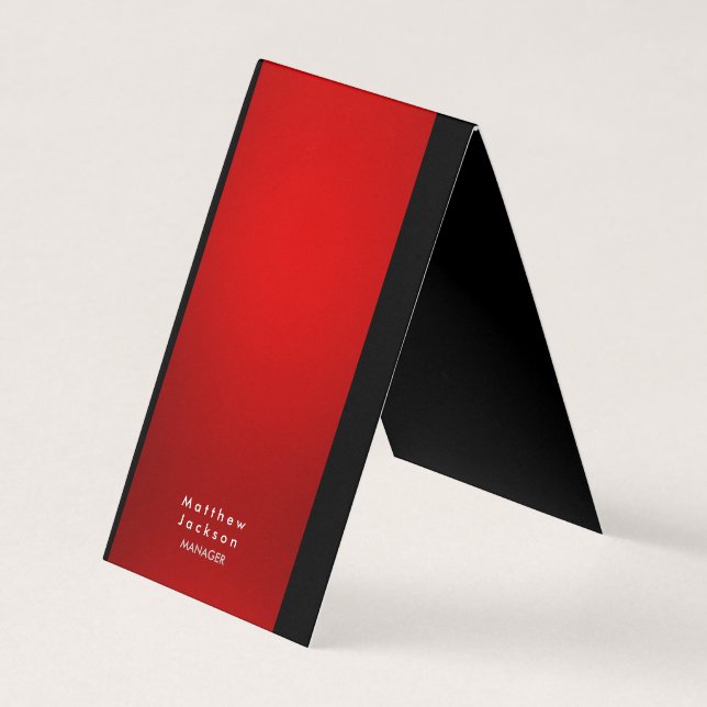 Red Black Modern Plain Professional Manager Business Card (Front)
