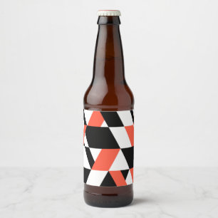 Red-black, modern, trendy, urban geometric design beer bottle label