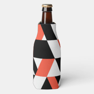 Red-black, modern, trendy, urban geometric design bottle cooler