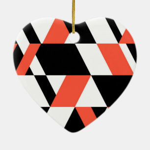 Red-black, modern, trendy, urban geometric design ceramic ornament