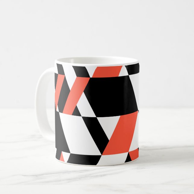Red-black, modern, trendy, urban geometric design coffee mug (Front Left)