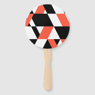 Red-black, modern, trendy, urban geometric design hand fan