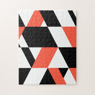 Red-black, modern, trendy, urban geometric design jigsaw puzzle