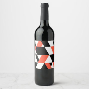 Red-black, modern, trendy, urban geometric design wine label