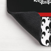 Red Black Monogram Fleur de Lis Mouse Pad (Corner)