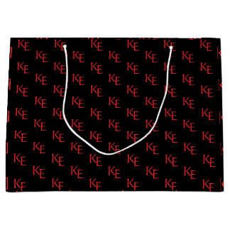Red Black Monogram Minimal Gothic Wedding Large Gift Bag