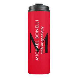 Red Black Monogram Modern Minimalist Template Thermal Tumbler