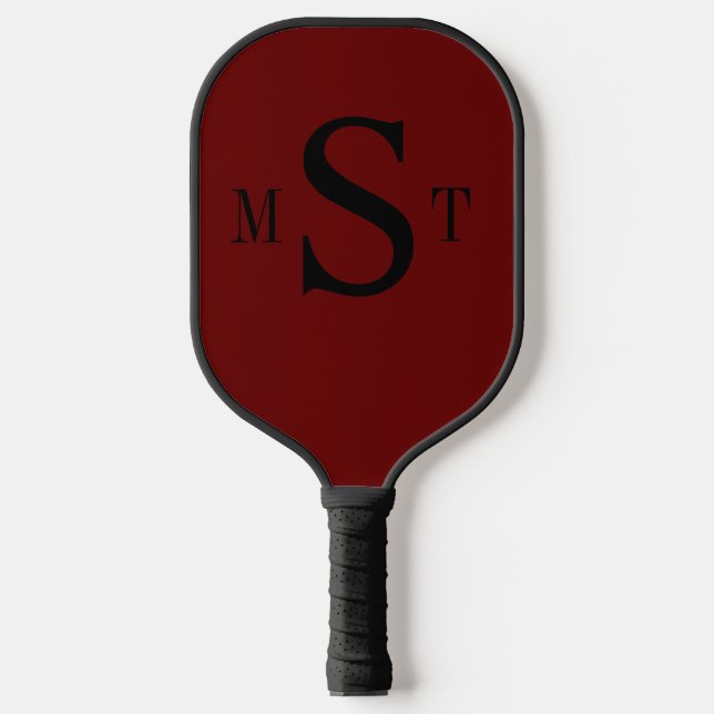 Red Black Monogram Personalised Pickleball Paddle (Front)