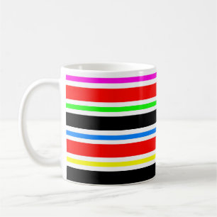 Red Black Multi-coloured Colours Stripes Coffee Mug