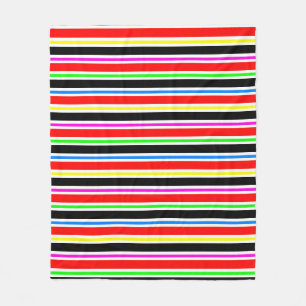Red Black Multi-coloured Colours Stripes Fleece Blanket