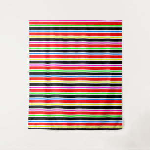 Red Black Multi-coloured Colours Stripes Tapestry
