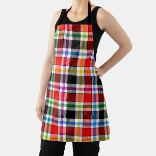 Red Black Multicolour Flannel Plaid Tartan Design Apron