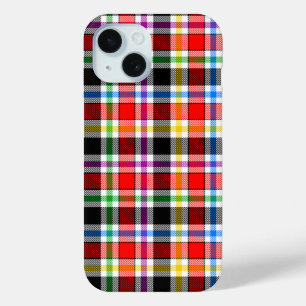 Red Black Multicolour Flannel Plaid Tartan Design iPhone 15 Case