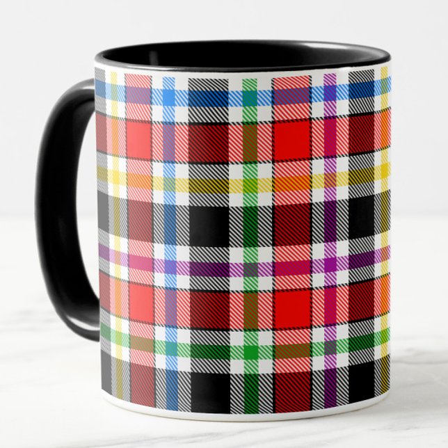 Red Black Multicolour Flannel Plaid Tartan Design Mug (Creator Uploaded)