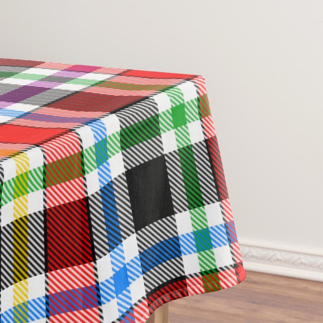 Red Black Multicolour Flannel Plaid Tartan Design Tablecloth (Creator Uploaded)