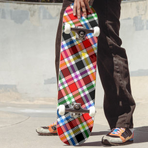 Red Black Multicolour Flannel Plaid Tartan Skateboard