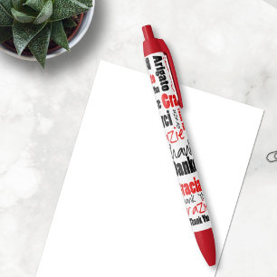 Red Black Multilingual Thank You Typography Ink Pen