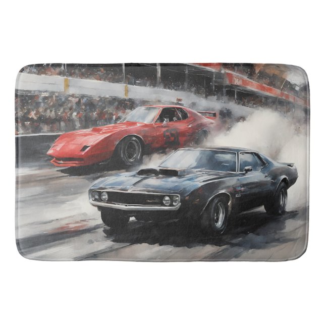 Red & Black Muscle cars  Bath Mat (Front)