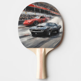 Red & Black Muscle cars Ping Pong Paddle