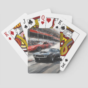 Red & Black Muscle cars  Playing Cards