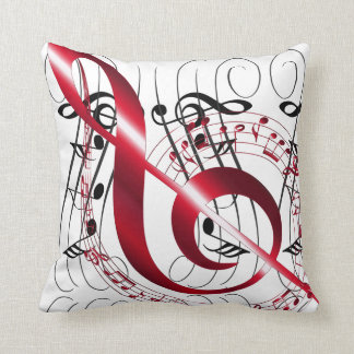 Red, Black Music Notes On White Cushion