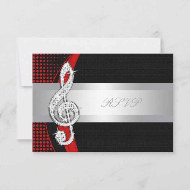 Red Black Music Treble Clef RSVP (Front)