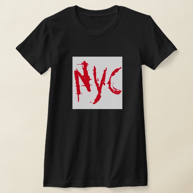 Red Black New York City Shirt, NYC USA City Shirts (Laydown)
