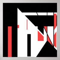 Red Black on White MCM-like Geometric Design Poste