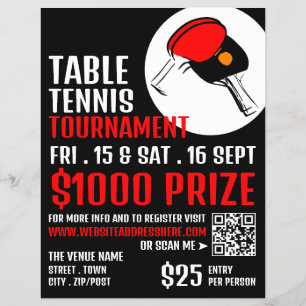 Red & Black Paddles, Table Tennis Tournament Flyer