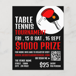 Red & Black Paddles, Table Tennis Tournament Flyer