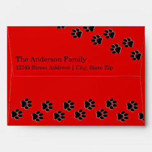 Red/Black Paw Print - Envelope