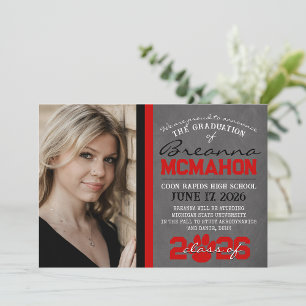 Red & Black Paw Print Graduation Announcement