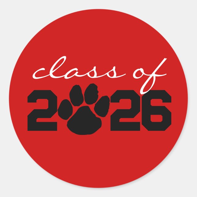 Red & Black Paw Print Graduation Stickers (Matching Envelopes, Return Address Labels & Envelope Seals)