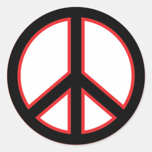 Red & Black Peace Symbol Classic Round Sticker