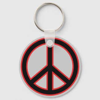 Red & Black Peace Symbol Key Ring