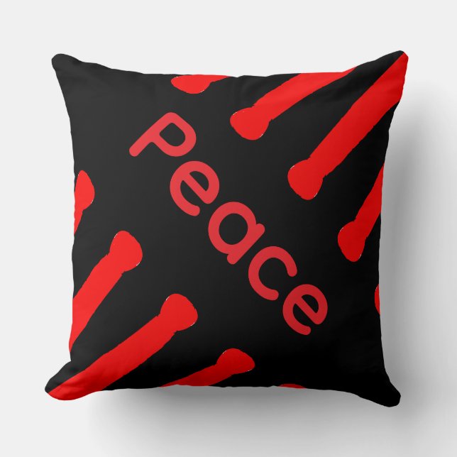 Red Black Peace Throw Pillow (Front)