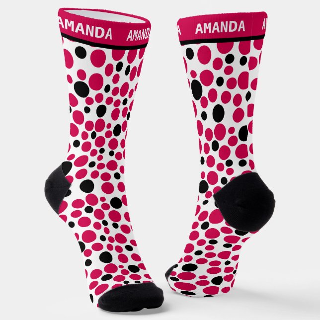 red black peas retro on white background socks (Angled)