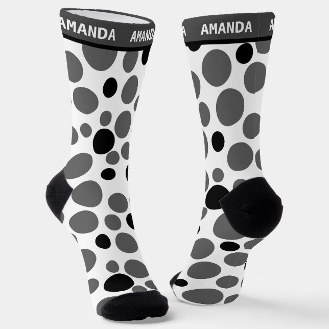 red black peas retro on white background socks (Angled)