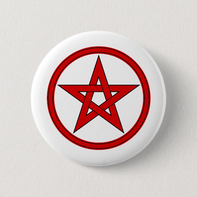 Red & Black Pentacle 6 Cm Round Badge (Front)