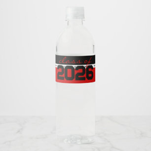 Red & Black Personalised Graduation Water Bottle Label