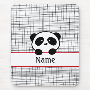 Red Black Personalised Panda Bear Mousepad