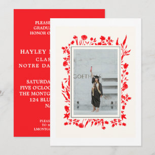 Red Black Photo Graduation  Holiday Card