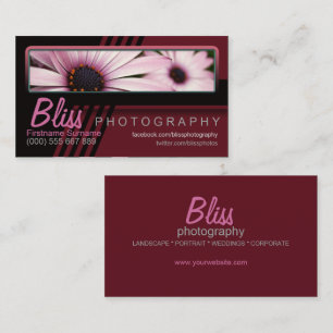 Red Black Photography w/ Photo template Business Card