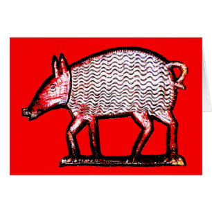 Red & Black Pig - Primitive / Folk Art Design