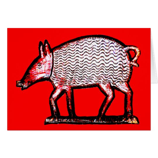Red & Black Pig - Primitive / Folk Art Design Card