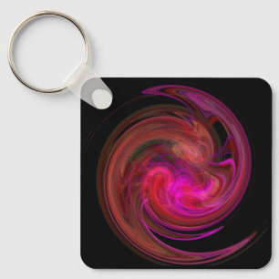 RED BLACK  PINK LIGHT VORTEX,Fractal Art Key Ring