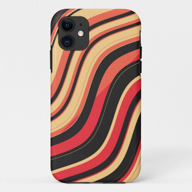 Red Black Pink Wavy Stripes Pattern Case-Mate iPhone Case (Back)
