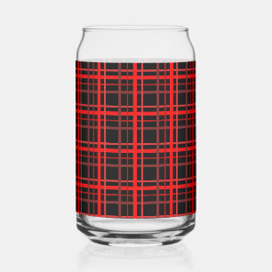 Red & Black Plaid Can Glass