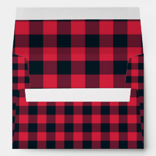 Red Black Plaid Chequered Pattern Envelope