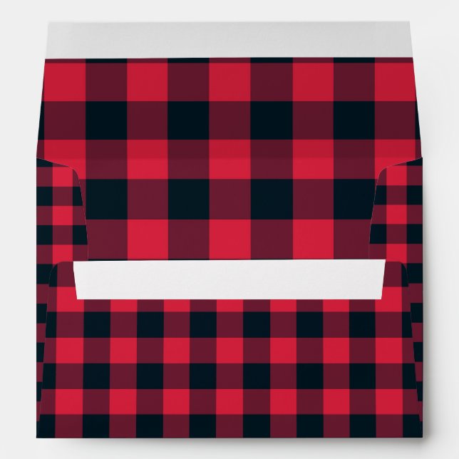 Red Black Plaid Chequered Pattern Envelope (Back (Bottom))